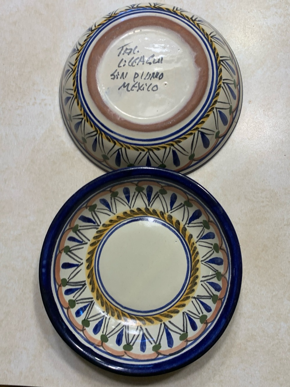 Talavera Signed Mexican Hand Painted Ceramic Bowls Set of 2 Collectable